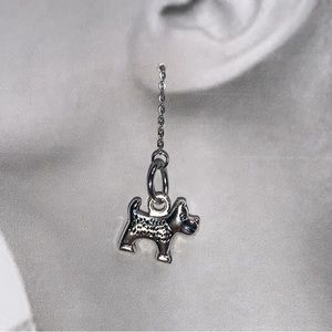 Stainless Steel Earring Thread with Dangling Schnauzer